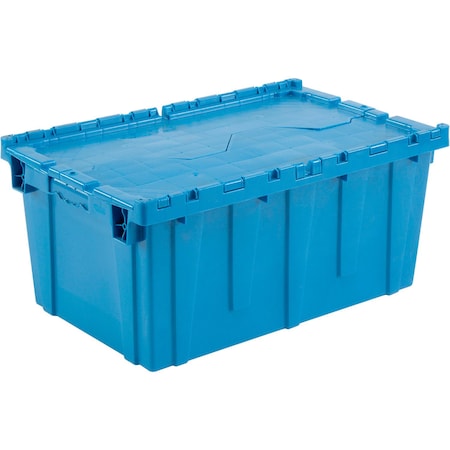 Global Industrial Distribution Container With Hinged Lid, 27-3/16x16-5/8x12-1/2, Blue 257814BL